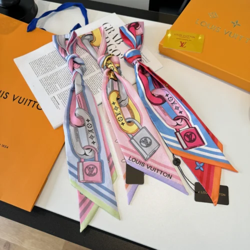 Louis Vuitton Double-Layer Ribbon Scarf with Graffiti Polka-Dot Motifs - Ref. SCLV0049
