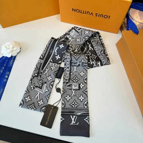 Louis Vuitton Double-Layer Ribbon Scarf with Graffiti Polka-Dot Motifs - Ref. SCLV0051