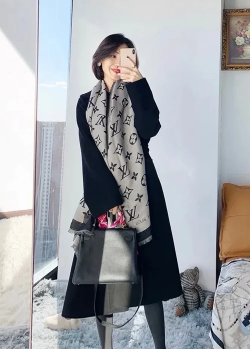 Louis Vuitton Monogram Jacquard Long Scarf with Fringed Edges