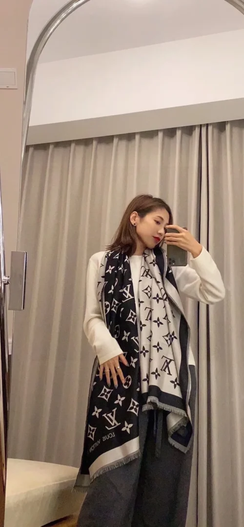 Louis Vuitton Monogram Jacquard Long Scarf with Fringed Edges