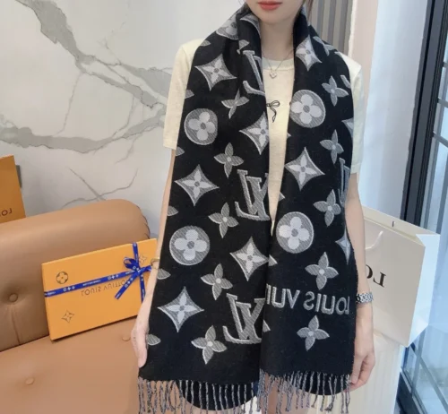 Louis Vuitton Monogram Scarf with Fringed Edges