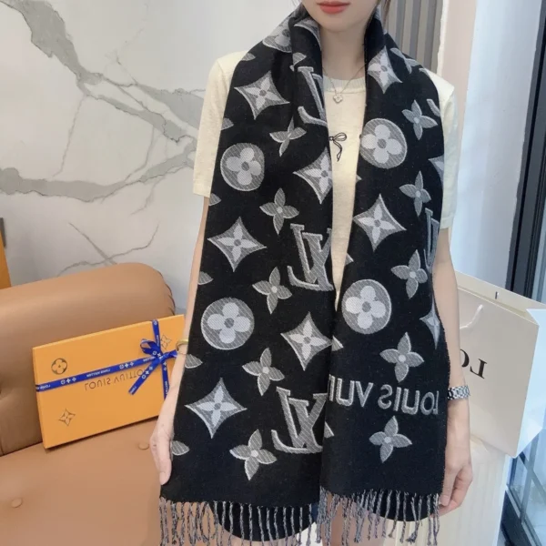 Louis Vuitton Monogram Scarf with Fringed Edges