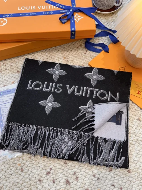 Louis Vuitton Monogram Scarf with Fringed Edges