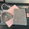 Miu Miu Unisex Cashmere Winter Hat and Scarf Set - Scarf 30 x 180 - Ref. SCMIU0001