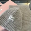 Miu Miu Unisex Cashmere Winter Hat and Scarf Set - Scarf 30 x 180 - Ref. SCMIU0001