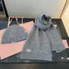 Miu Miu Unisex Cashmere Winter Hat and Scarf Set - Scarf 30 x 180 - Ref. SCMIU0003