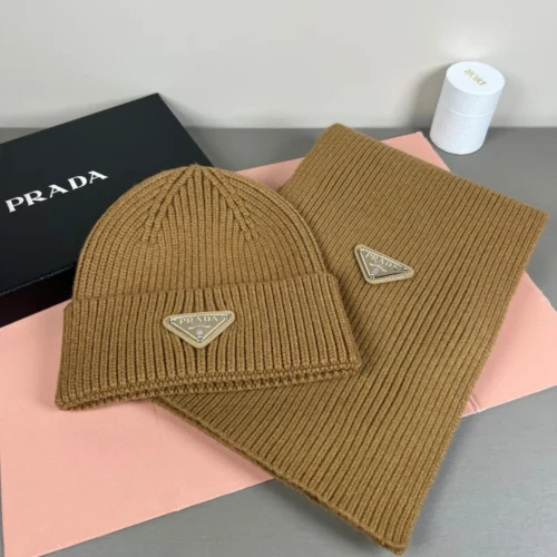 Prada Unisex Cashmere-Rabbit-Hair Hat and Scarf Set - Ref. SCPRADA0001