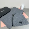 Prada Unisex Cashmere-Rabbit-Hair Hat and Scarf Set - Ref. SCPRADA0004