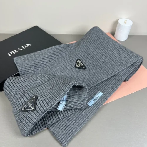 Prada Unisex Cashmere-Rabbit-Hair Hat and Scarf Set - Ref. SCPRADA0004