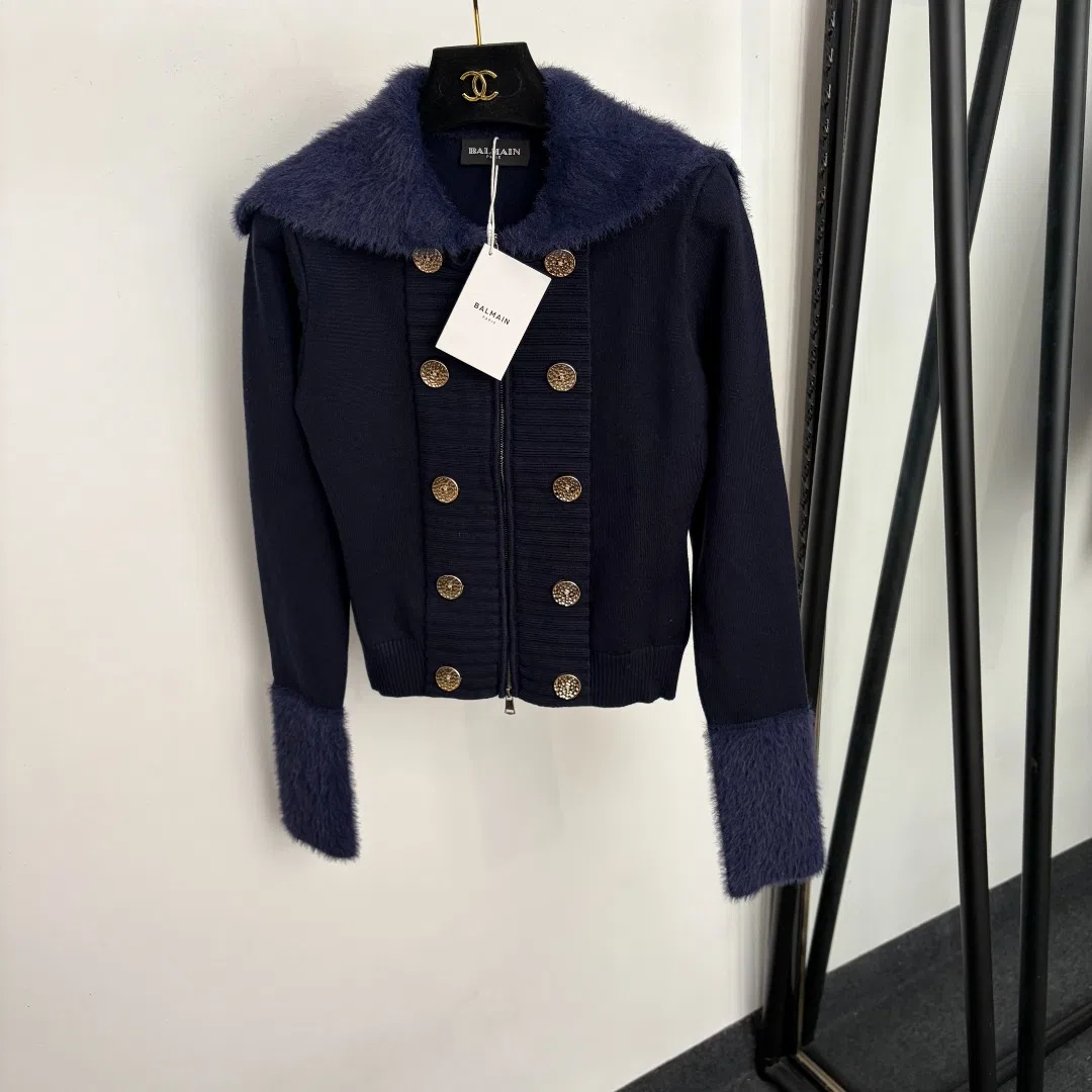 Balmain Women's Long-Sleeve Collared Double-Breasted Cardigan - Ref. WCBALMAIN0003