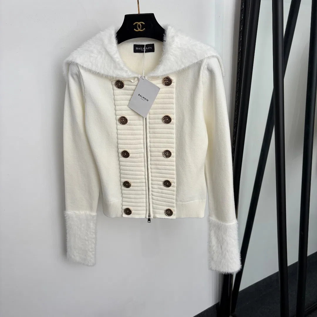 Balmain Women's Long-Sleeve Collared Double-Breasted Cardigan - Ref. WCBALMAIN0004