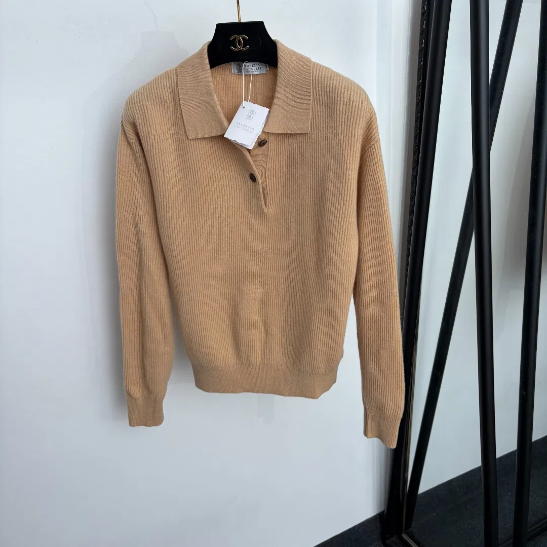 Brunello Cucinelli Women's Long-Sleeve Wool Polo Shirt - Ref. WCBRUNELLOCUCINELLI0010