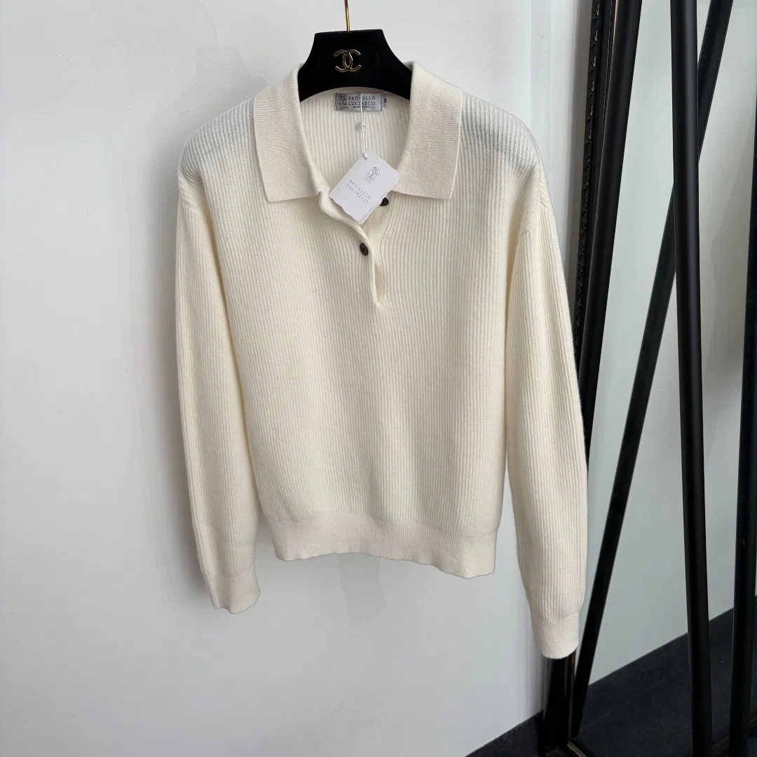 Brunello Cucinelli Women's Long-Sleeve Wool Polo Shirt - Ref. WCBRUNELLOCUCINELLI0011