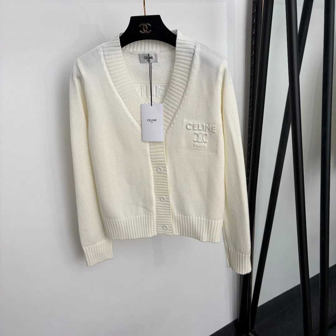 Celine Women's Long-Sleeve V-Neck Rhinestone-Embellished Cardigan