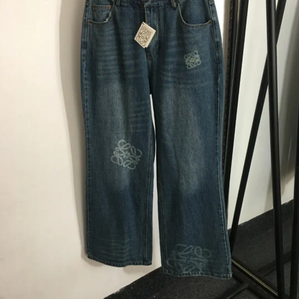 Loewe Women's Blue Printed Denim Trousers - Ref. WCLOEWE0006