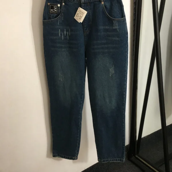 Loewe Women's Blue Logo-Embroidered Denim Trousers - Ref. WCLOEWE0007