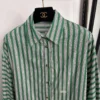 Loewe Women's Green Relaxed-Fit Long-Sleeve Logo-Embroidered Striped Apparel - Ref. WCLOEWE0130