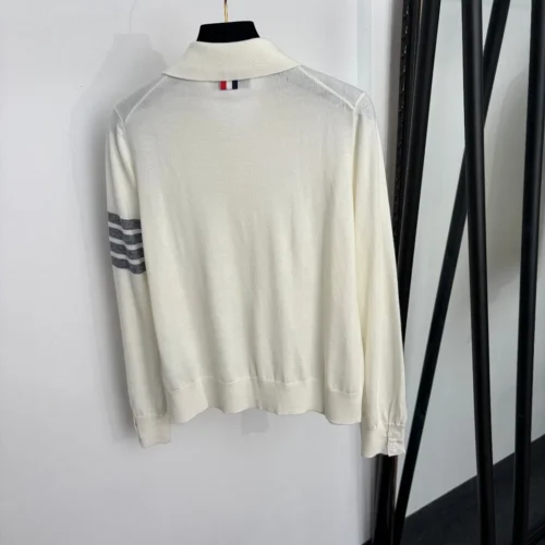 Thom Browne Women's Long-Sleeve Striped Wool Polo Shirt - Ref. WCTHOMBROWNE0003