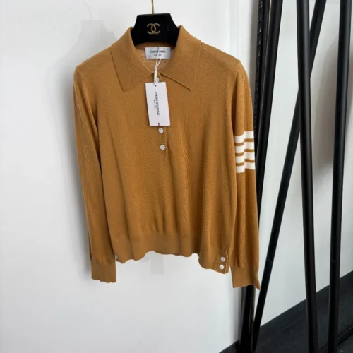Thom Browne Women's Long-Sleeve Striped Wool Polo Shirt - Ref. WCTHOMBROWNE0003