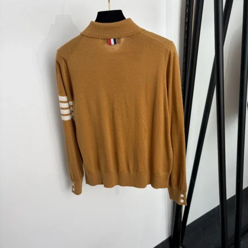 Thom Browne Women's Long-Sleeve Striped Wool Polo Shirt - Ref. WCTHOMBROWNE0003