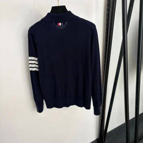 Thom Browne Women's Long-Sleeve Striped Wool Polo Shirt - Ref. WCTHOMBROWNE0003