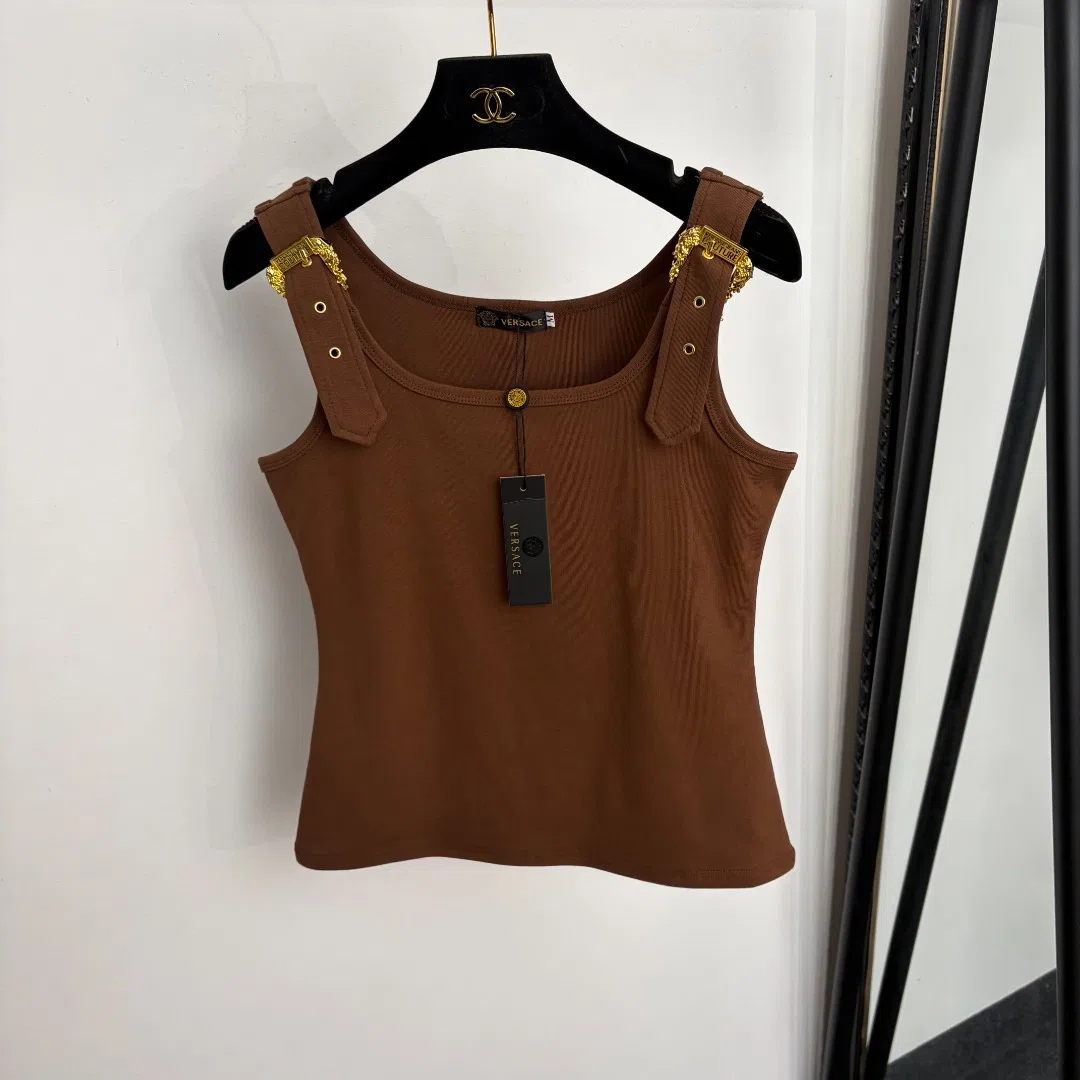 WCVERSACE0004-01 Versace Women's Brown Slim-Fit Tank Top